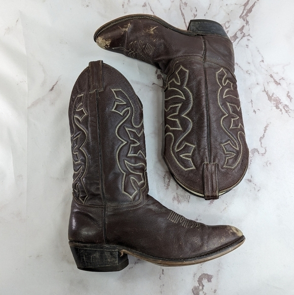 Vintage Cowboy Boots Mens 9.5 Brown Silverado Leather Western USA - Picture 5 of 11